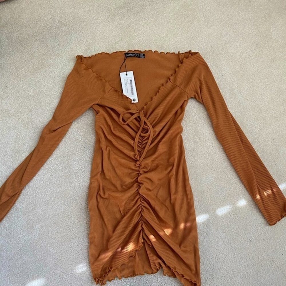 Brown Off The Shoulder‎ Dress 🤎